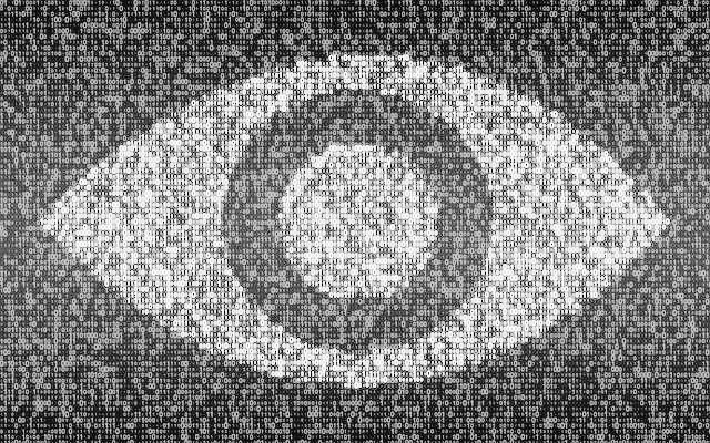 Photo montrant un oeil rempli de numéro. Cela fait référence à la sécurité et ses données